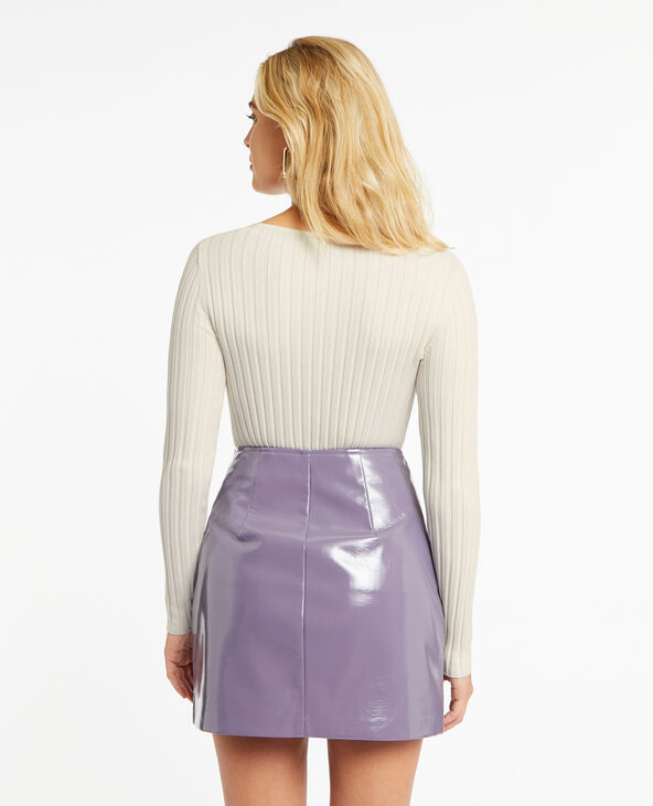 Pull col V en maille côtes plates blanc - Pimkie