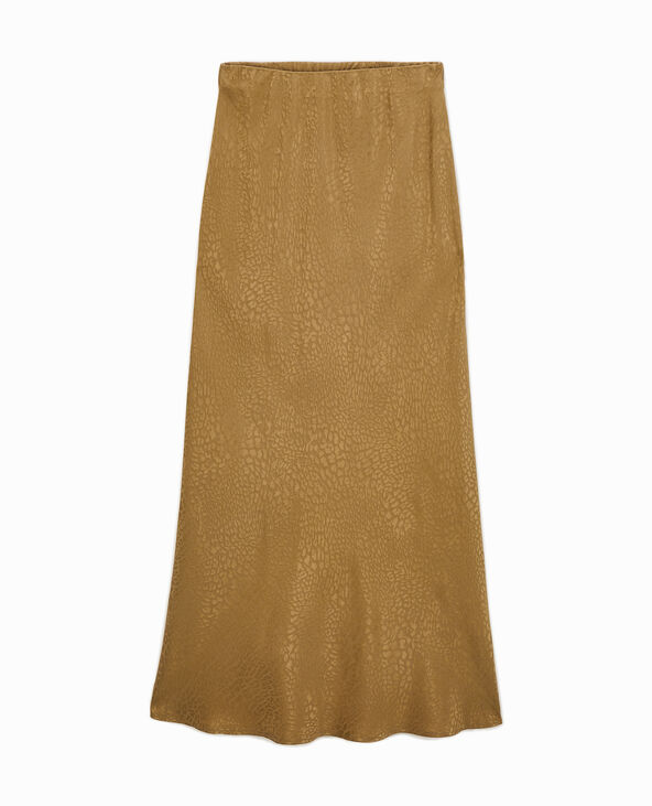 Jupe longue en satin jacquard motif léopard marron - Pimkie