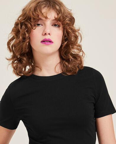 T-shirt cropped noir - Pimkie