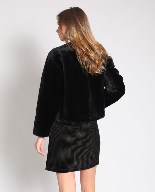 Veste courte en fausse fourrure noir - Pimkie