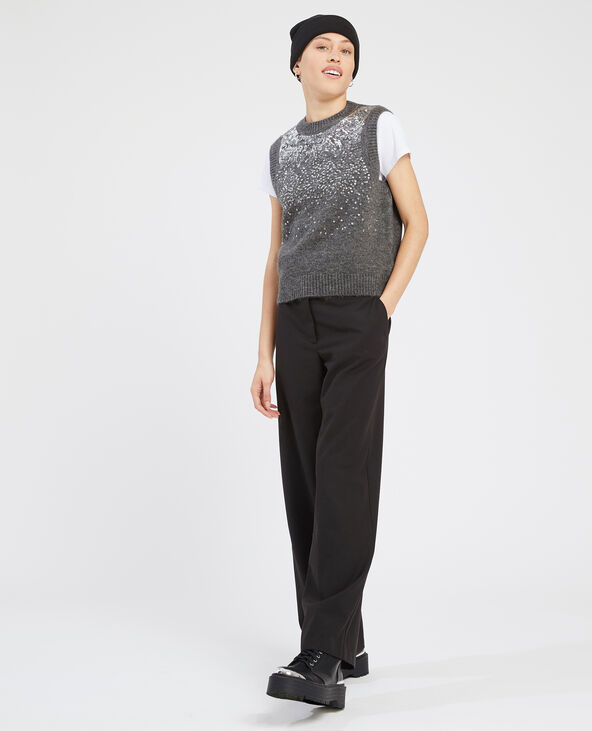 Pull sans manche sequins gris chiné - Pimkie