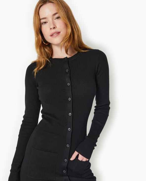 Robe boutonnée en maille noir - Pimkie