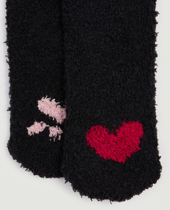 Paire de chaussettes motif cœur noir - Pimkie