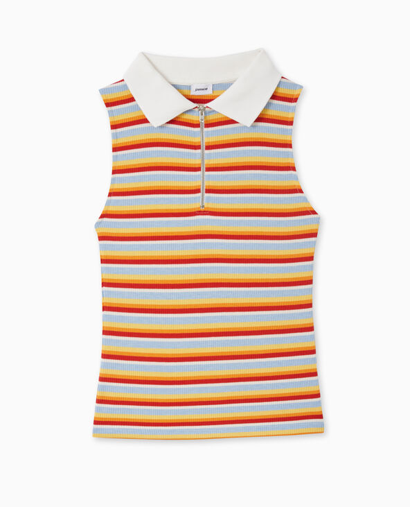 Top zippé sans manches avec col polo bleu - Pimkie