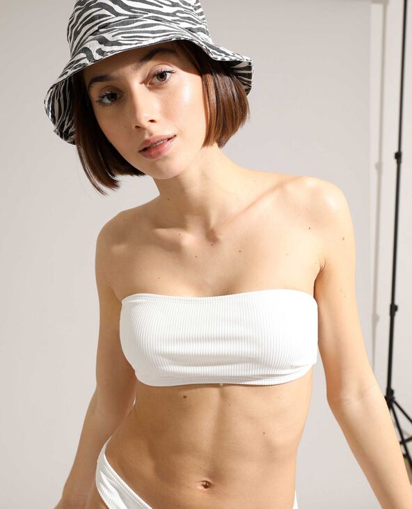 Haut de maillot de bain bandeau côtelé blanc - Pimkie