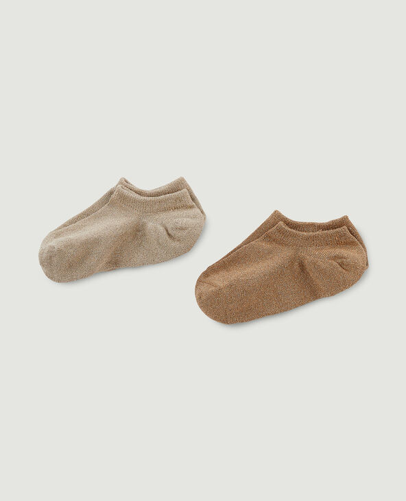Lot de 2 paires de chaussettes invisibles lurex beige - Pimkie