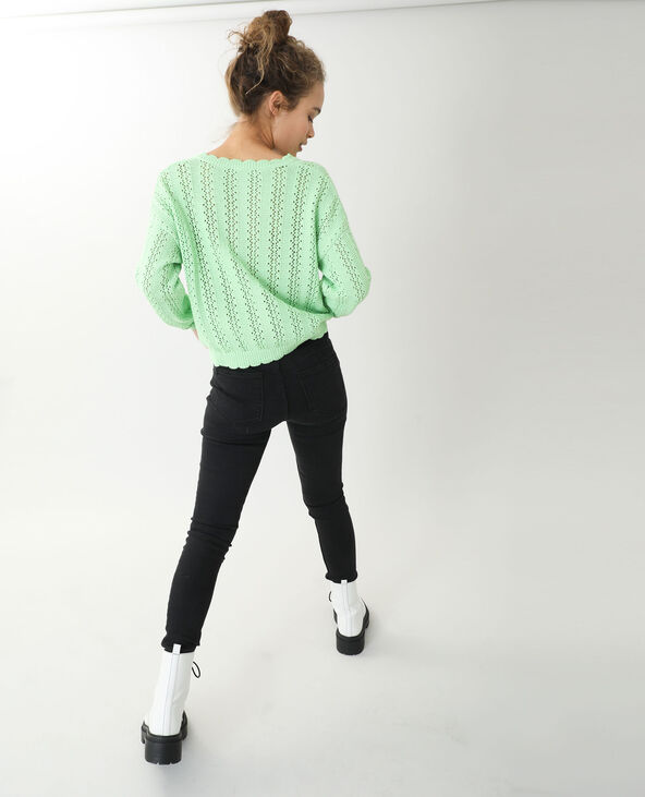 Gilet maille ajourée vert clair - Pimkie