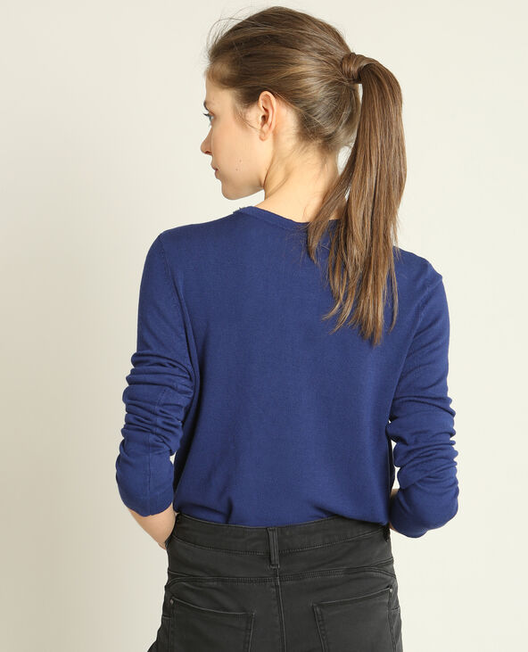 Pull col bijoux bleu marine - Pimkie