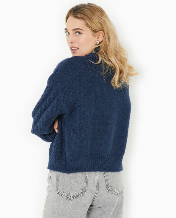 Gilet zippé en maille torsadée bleu marine - Pimkie