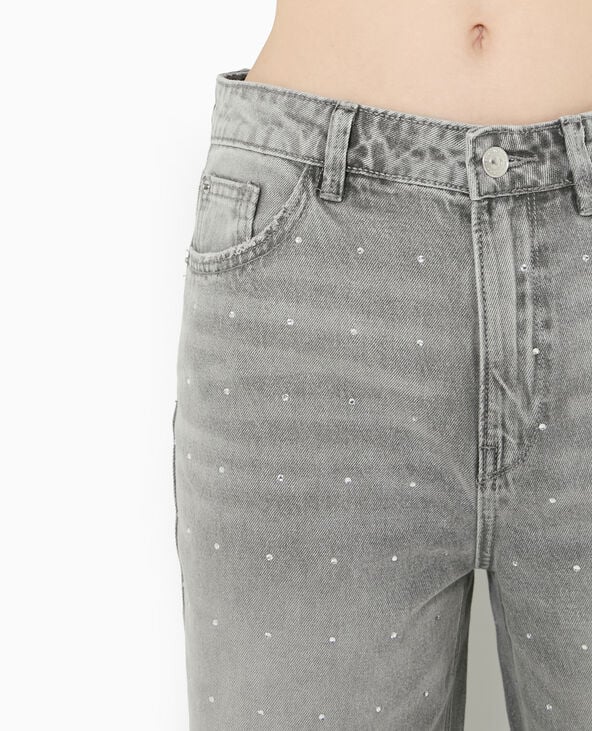 Jean straight avec strass gris clair - Pimkie