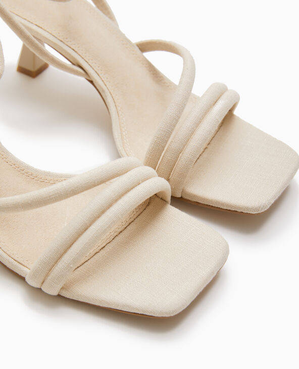 Sandales à talon tissu effet lin blanc - Pimkie
