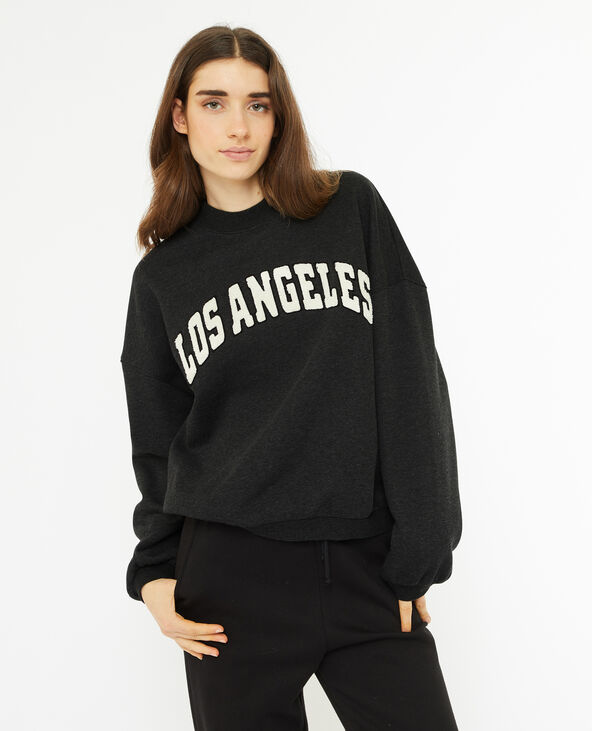 Sweat oversize avec patch bouclette gris foncé - Pimkie