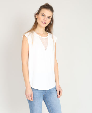 Top col dentelle blanc - Pimkie