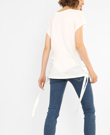 T-shirt à lacets blanc - Pimkie