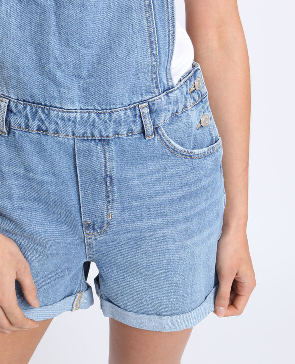 Salopette courte en jean bleu - Pimkie