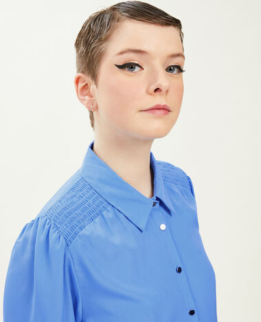 Chemise fluide avec boutons métal bleu - Pimkie