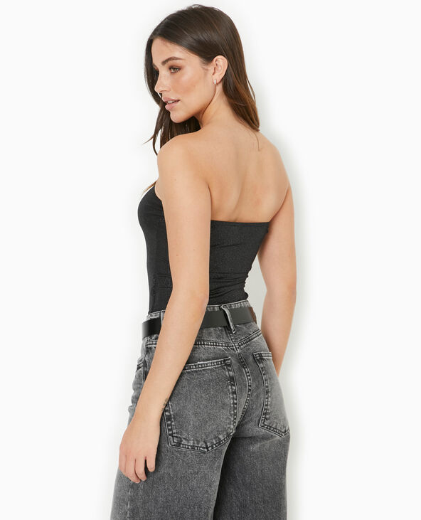 Top bustier bandeau avec fils lurex noir - Pimkie