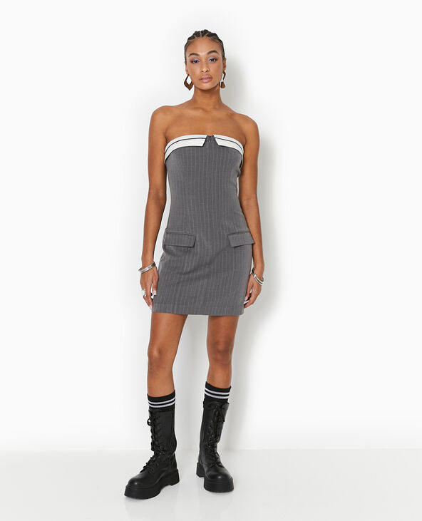 Robe courte bustier avec détail tailoring gris foncé - Pimkie