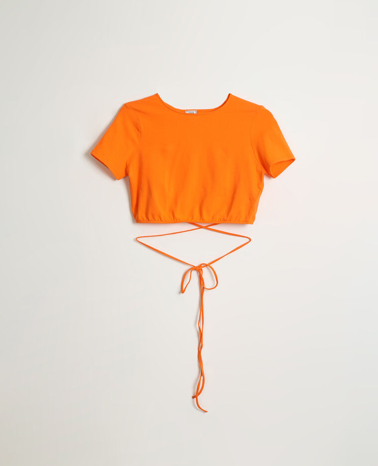 T-shirt cropped à nouer orange - Pimkie