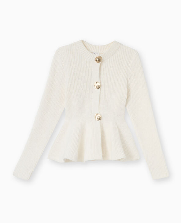 Gilet peplum avec volant et gros boutons dorés blanc - Pimkie