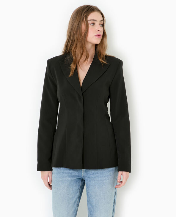 Veste blazer cintrée avec boutons pressions noir - Pimkie