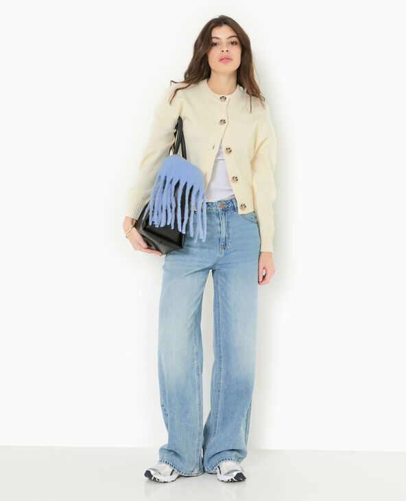 Gilet col rond avec gros boutons blanc - Pimkie
