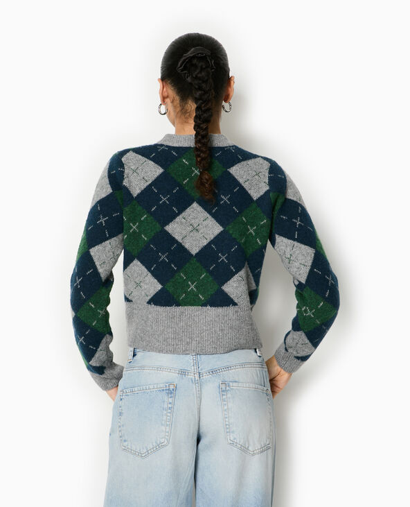 Pull court motif losanges gris chiné - Pimkie