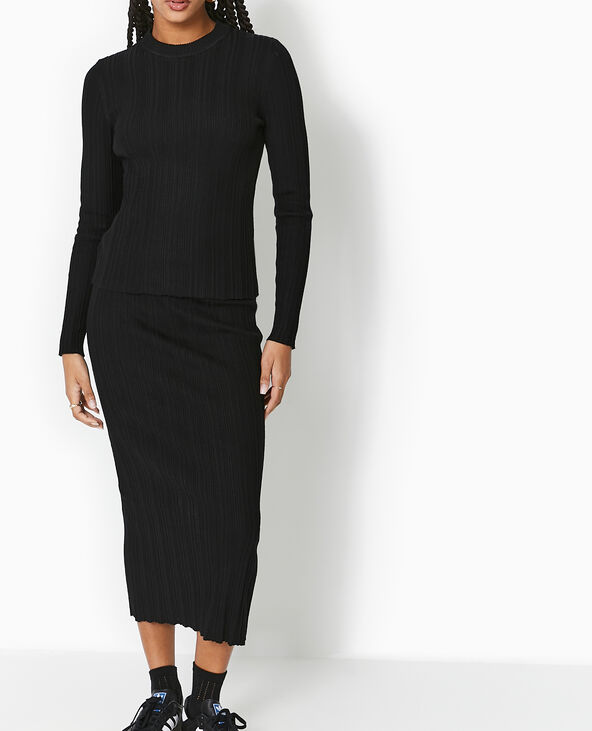 Pull fin en maille côtelée noir - Pimkie