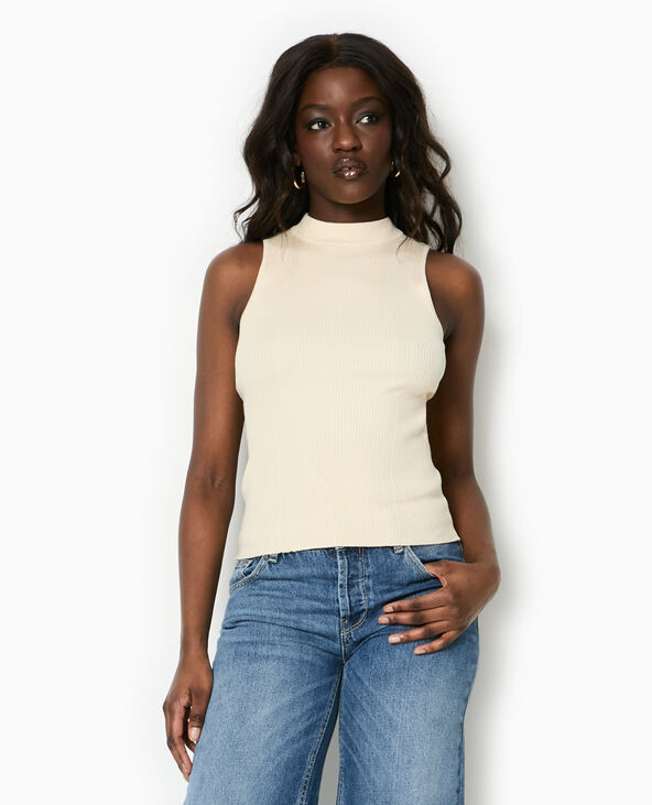 Top sans manches en maille côtelée beige - Pimkie
