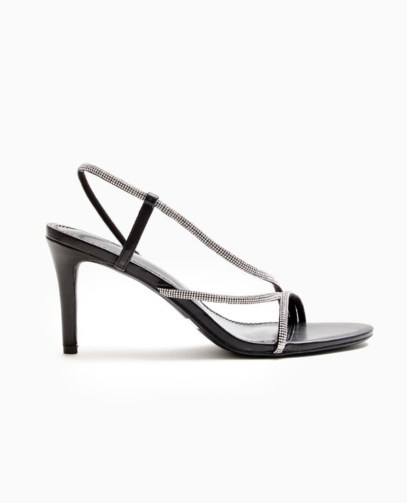 Sandales à talon avec brides strass noir - Pimkie