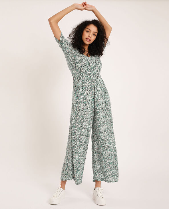 Combi-pantalon à fleurs bleu marine - Pimkie