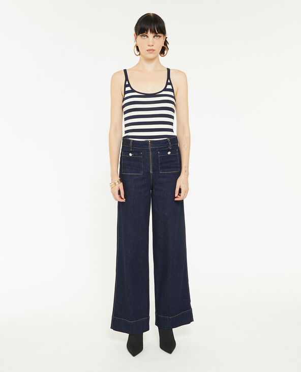 Jean Wide avec fermeture zippée apparente bleu - Pimkie