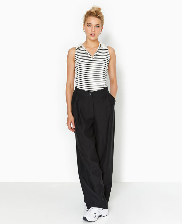 Top zippé sans manches avec col polo blanc - Pimkie