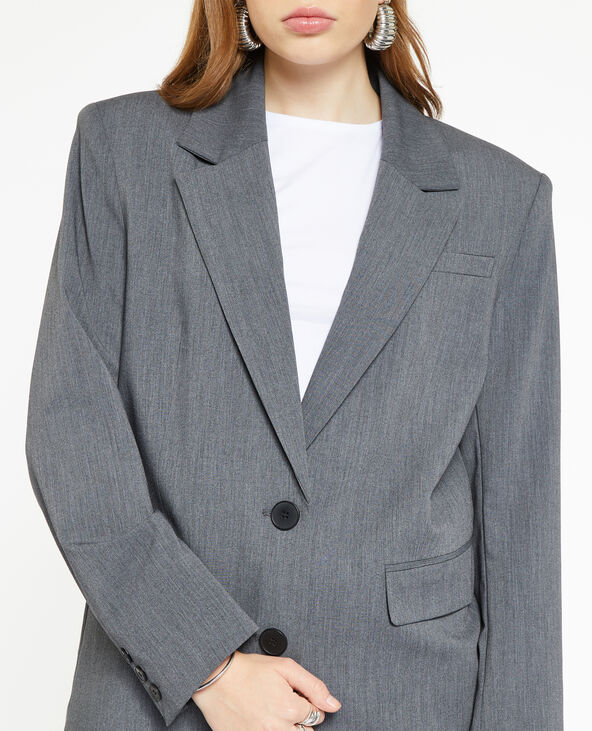 Veste blazer oversize avec épaulettes gris foncé - Pimkie