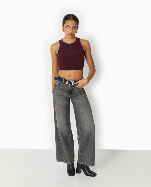 Top débardeur en maille lurex avec dos ouvert rouge - Pimkie