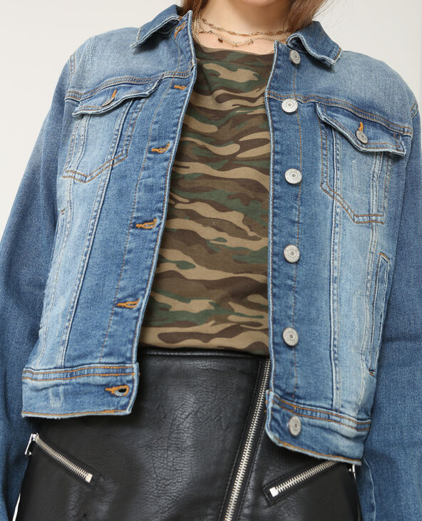 Vest en jean courte bleu foncé - Pimkie