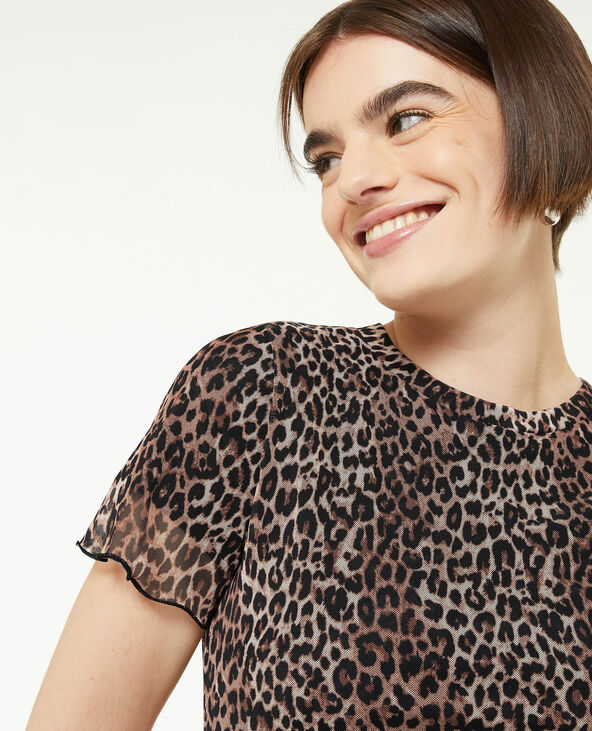 Top court en tulle motif léopard beige - Pimkie