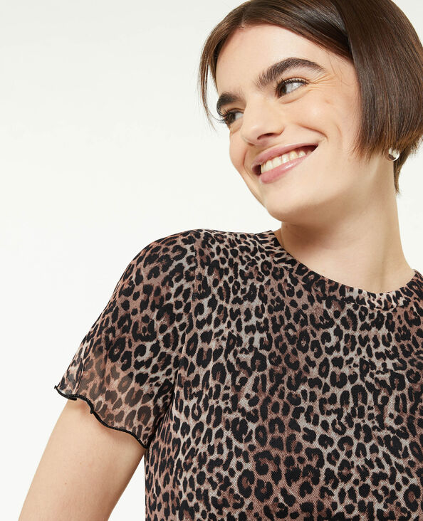 Top court en tulle motif léopard beige - Pimkie