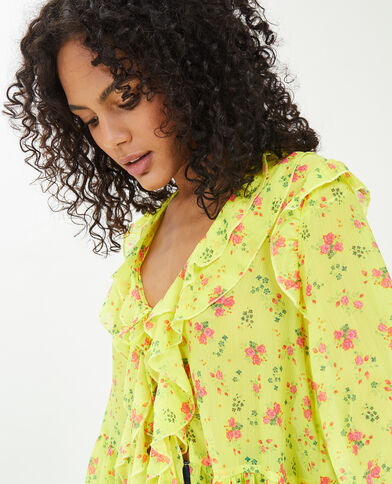 Blouse avec nouette et volants jaune - Pimkie