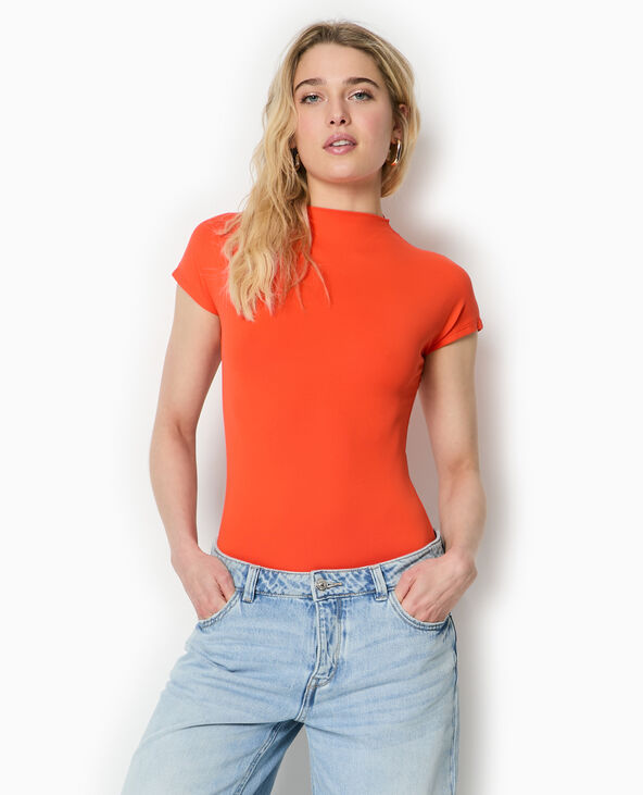 Body manches courtes col montant orange - Pimkie