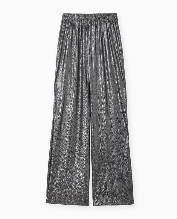 Pantalon fluide en tissu texturé avec lurex doré argenté - Pimkie