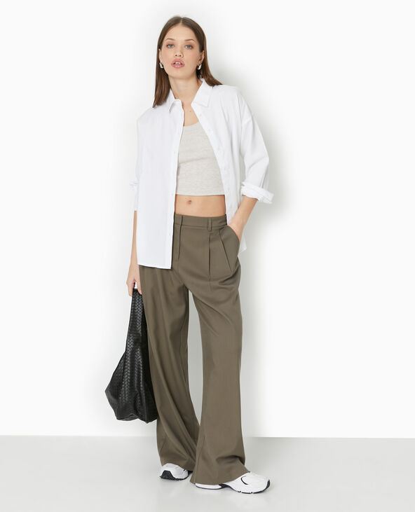 Pantalon large avec pinces vert kaki - Pimkie
