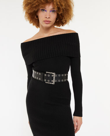 Ceinture large avec œillets métalliques noir - Pimkie