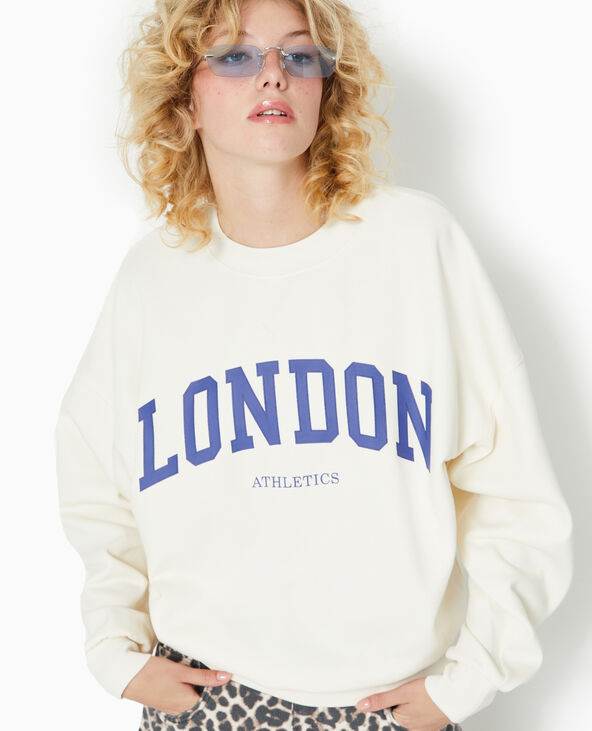 Sweat oversize avec print LONDON blanc - Pimkie