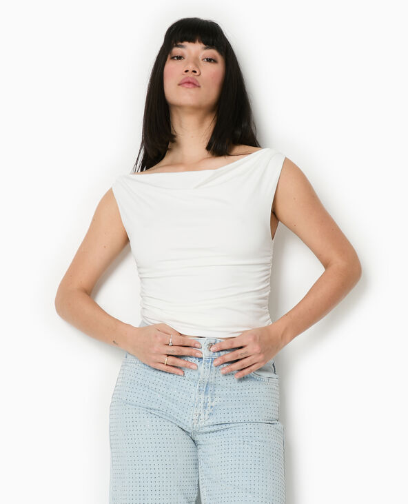Top bénitier avec fronces côtés blanc - Pimkie