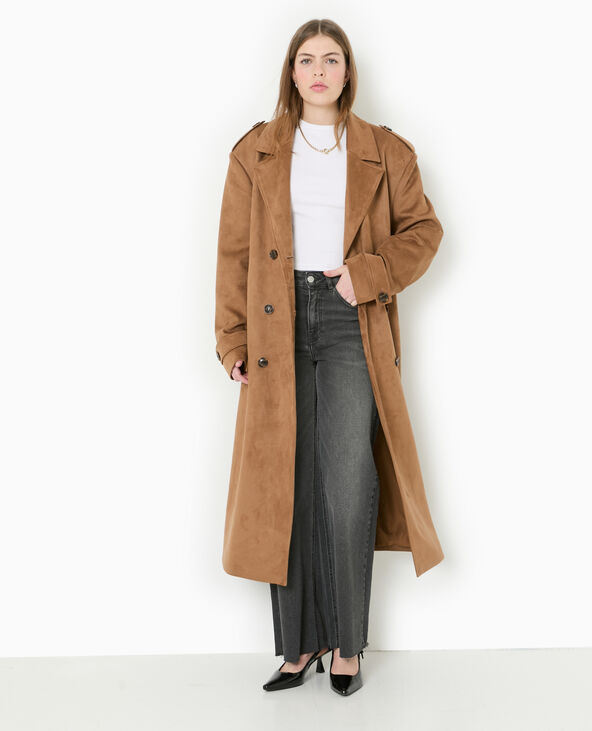 Trench oversize en suédine beige - Pimkie