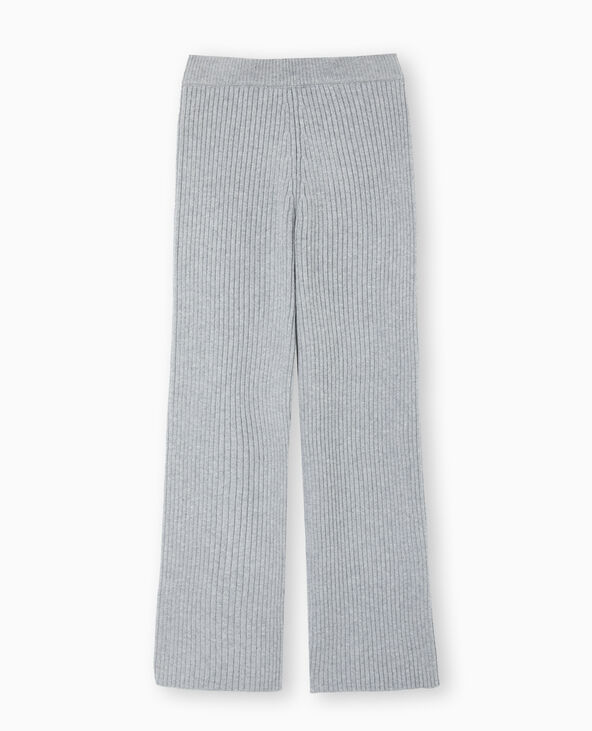 Pantalon droit en maille côtelée gris chiné - Pimkie