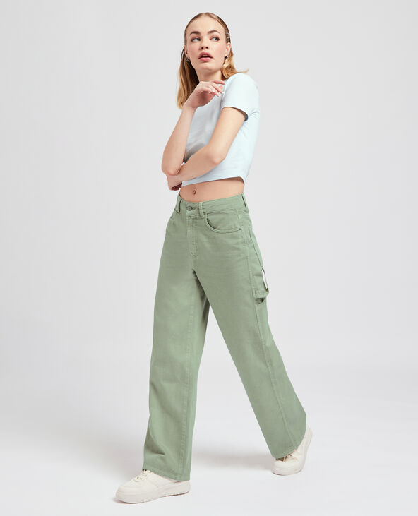 Jean cargo large vert de gris - Pimkie