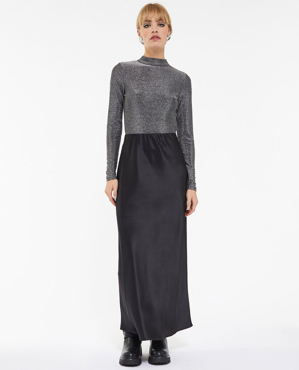 Jupe longue en satin noir - Pimkie