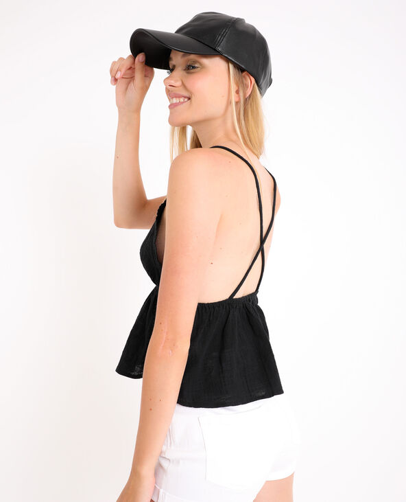 Casquette en simili cuir noir - Pimkie